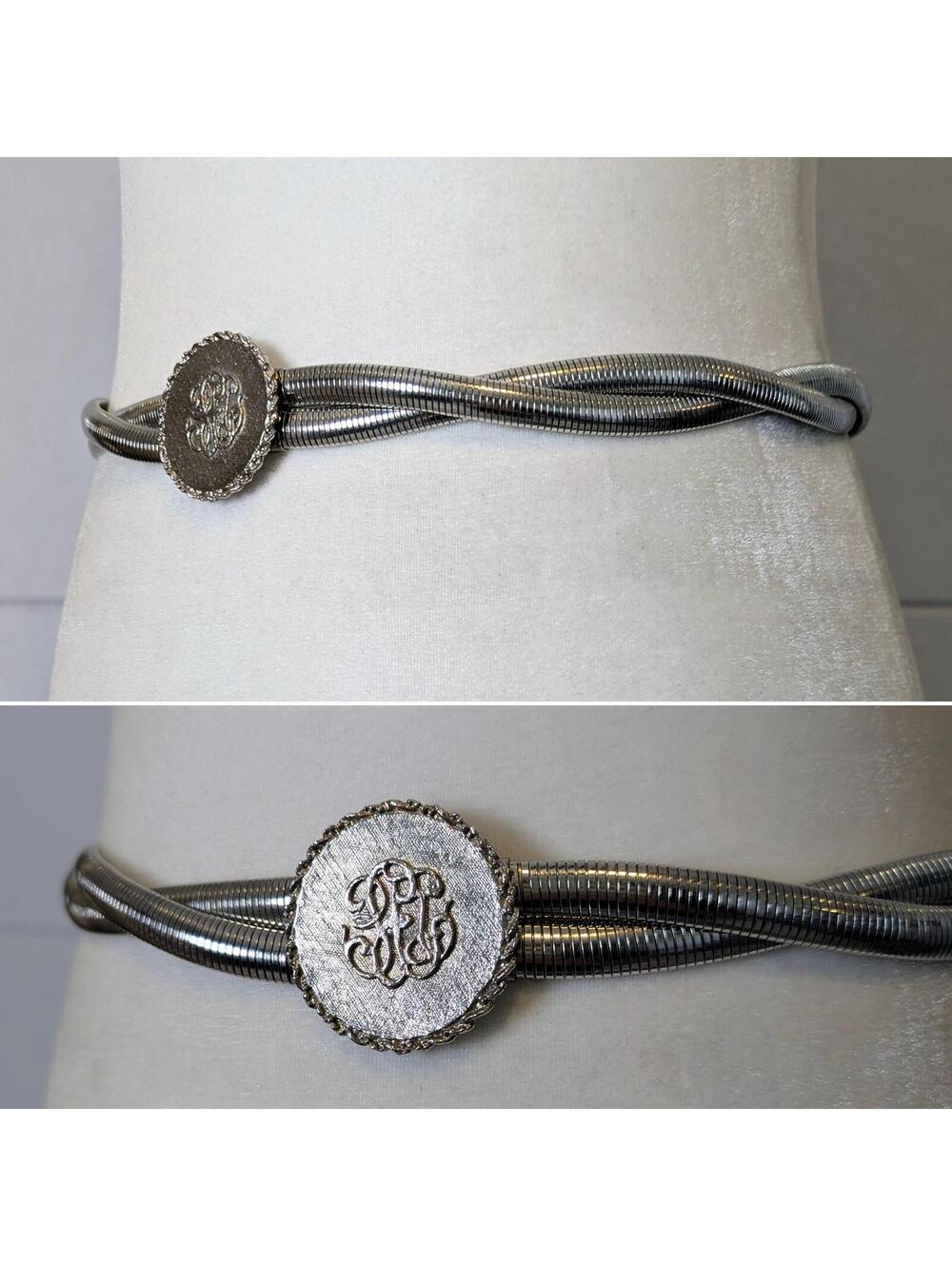 Vintage silver stretch metal belt